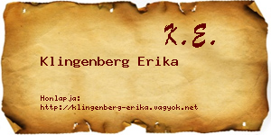 Klingenberg Erika névjegykártya